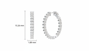 Boucles d'oreilles créoles en diamant parfaites pour mariée en or 14 carats pour femmes |   Créoles de luxe en diamants naturels pour bijoux de mariage - Product Image 2