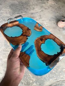 AVEC LE MEILLEUR PLATEAU EN RÉSINE MODERNE FAIT À LA MAIN Elégant Plateau rond jetable écologique pour le service et le style de la maison - Product Image 5