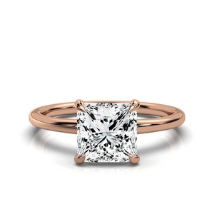 Bague de fiançailles rayonnante en or massif 14 carats 18 carats pour femmes pour les fêtes aspect de mariée caractéristiques diamant pierre principale - Product Image 3