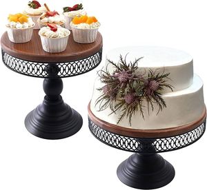 Soporte de pastel de madera de forma redonda de diseño antiguo Mesa de calidad estándar Buena apariencia para hoteles en casa y fiesta de bodas - Product Image 2