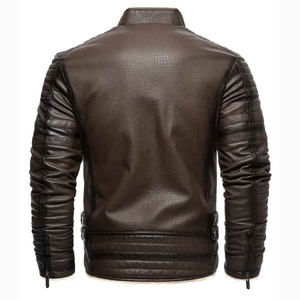 2025 plus vente chaude hommes veste en cuir véritable agneau Bomber veste hommes Vintage marron avec col Premium veste en cuir hommes - Product Image 2
