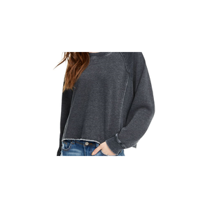 Felpa con cappuccio grigia XL da bambina Hippie Rose, taglio corto, bordi grezzi, in tessuto a maglia anti-pilling, ricamata, con cerniera, modello ODM - Product Image 2