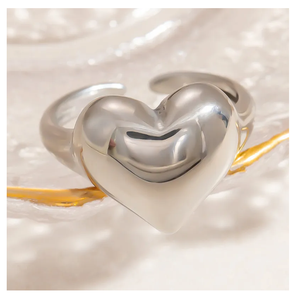 แหวนที่เป็นตราสัญลักษณ์ของหัวใจสำหรับผู้หญิงแหวนหมั้นชุบทองหนาๆทำจากสเตนเลสสตีล316L สไตล์หวานตรงอินเดียสำหรับเป็นของขวัญ - Product Image 3