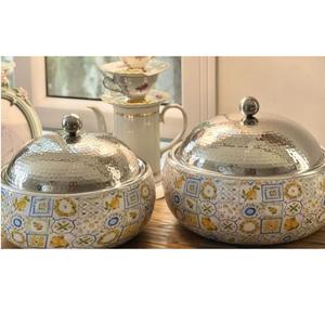 Ensemble de trois casseroles en métal dernière conception faite à la main en gros de luxe Casserole classique élégant décoratif fantaisie métal chauffe-plats - Product Image 1