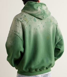 Sweat-shirts à capuche décontractés de haute qualité en coton 100% avec fermeture éclair, effet délavé à l'acide, pour hommes - Product Image 5