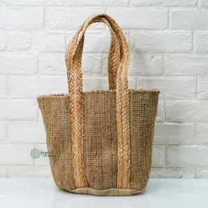 Sac fourre-tout en jute tissé uni avec perles, style bohème, fermeture ouverte, écologique, pour femmes, usage quotidien et plage - Product Image 4