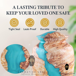 Elegante urna de cremación de aluminio recubierta de Meena grande y recuerdo urnas de cremación de metal Premium - Product Image 5