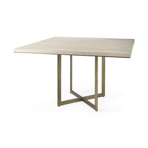 Table à manger carrée moderne HMS en bois massif et or, ensemble convertible pour la maison et le bar, design rustique traditionnel - Product Image 2