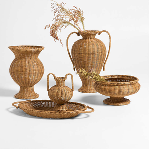 Alford Jarrón grande de ratán tejido marrón con doble ASA Hecho en Vietnam Material ecológico para decoración del hogar y vajilla al por mayor - Product Image 5