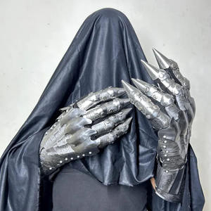 Guanteletes de grabado de Metal pulido de estilo Medieval, guantes de disfraz de rey brujo para Cosplay y regalos de Halloween - Product Image 4