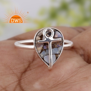 Best Selling Fine Sterling <b>Silver</b> Natural Mojave Copper Ethiopian <b>Opal</b> Gemstone Stackable <b>Ring</b> Custom Jewelry Manufacturer - Product Image 5