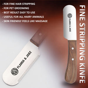 Juego de 6 uds. De herramientas de aseo canino de acero inoxidable, cuchillos de cardado, peines con mango de madera para limpieza de mascotas - Product Image 4