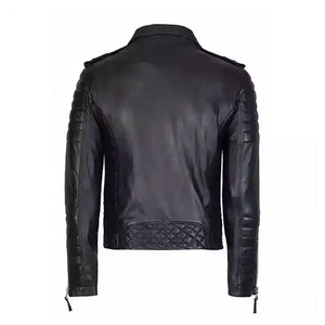 Venta caliente de alta calidad de moda de los hombres negro genuino Cordero chaqueta de cuero de los hombres chaquetas de cuero para hombres - Product Image 3