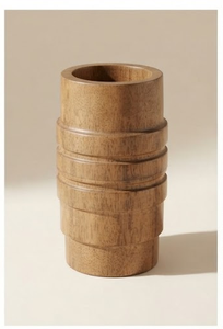 Vase de table minimaliste en bois de manguier, écologique, durable, imperméable, rond, fait main, pour la présentation florale - Product Image 4