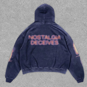 Nueva Sudadera con Capucha para Hombre, Estilo Casual Urbano de Invierno, Tejido Grueso de 500 g/m², Estilo Vintage Desgastado, Impresión Digital DTG, Lavado Ácido - Product Image 4