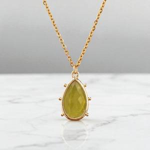 Poire Forme Jaune Jade Gemstone Bezel Charme Pendentif Collier-18 Pouces Collier Bijoux-Bijoux Personnalisés - Product Image 1