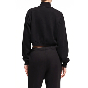 Sweat-shirts d'hiver grande taille pour femmes les plus vendus, hauts courts brodés personnalisés de couleur unie, 100 % coton, logo frontal, style streetwear - Product Image 2