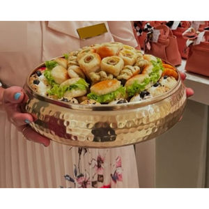 Cuenco para servir Chocolate de Metal Dorado de la mejor calidad hecho a mano moderno para Hotel restaurante Catering plato de postre dulce a la venta - Product Image 2