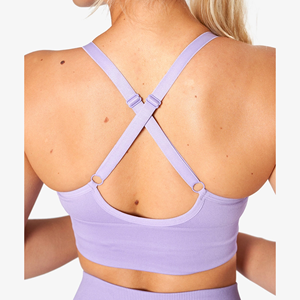 Sujetador deportivo con logotipo personalizado para gimnasio, yoga, fitness, top, sexy, cuello profundo, estilo cruzado, con logotipo frontal, antiestilo, plazo de entrega - Product Image 1