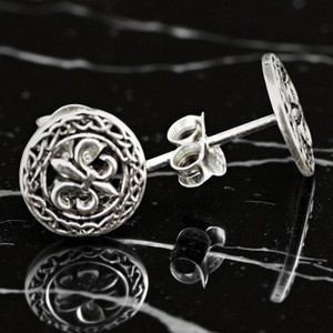 ต่างหูเงินสเตอร์ลิงประดับลวดลายดอกไม้ต่างหูเงินแบบ925เรียบ - Product Image 2