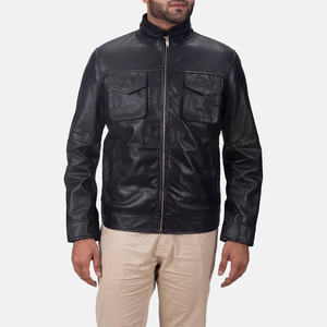 Veste en cuir pour homme de style motard, logo personnalisé OEM, vente en gros, vestes de moto en vrac, veste tendance slim fit pas chère pour homme - Product Image 1