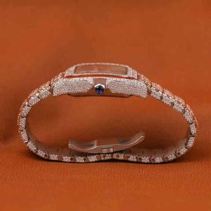 Reloj de pulsera de lujo para hombre, exclusivo, en tono rosa y blanco, con diamantes cultivados en laboratorio, corte brillante, estilo hip hop, ideal para fiestas. - Product Image 3