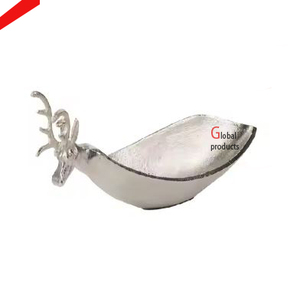 Nouveau look tête de cerf design argent fini métal aluminium bol de service pour hôtel restaurant et bol - Product Image 1