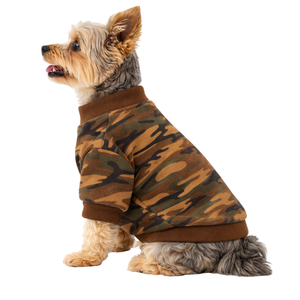 Classic Camo Dog Sweatshirt Warm <b>Fleece</b> Pullover for Small Dogs Stylish Camouflage Pet Apparel with Ribbed Trim - Product Image 3