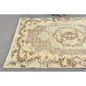 Tapis turc vintage 5.6 x 9ft Beige marron tissage plat laine Patchwork Design grande surface pour les décorations de salon support en Latex - Product Image 2