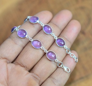 Pulsera giratoria de piedras preciosas naturales de amatista, pulsera de plata de ley 925, pulsera de piedras preciosas de Plata de Ley 925 sólida, joyería - Product Image 3