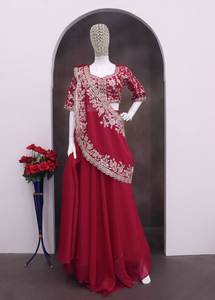 Conjunto de Lehenga Saree para Mujer con Blusa Bordada y Dupatta, Traje Étnico de Fiesta - Product Image 6