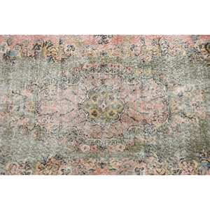 Alfombra de lana turca Vintage de 39x69 pies, diseño de retazos verde y rosa, técnica de tejido plano para decoración de sala de estar adolescente, respaldo de látex - Product Image 5