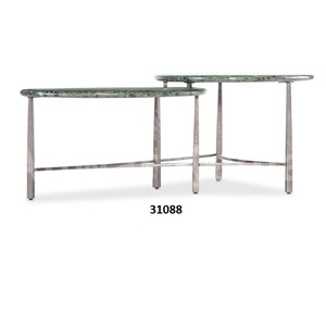 High Quality Gold Metal & Green Top Grass Round <b>Side</b> <b>Table</b> <b>Set</b> of 2 Pcs - Product Image 5