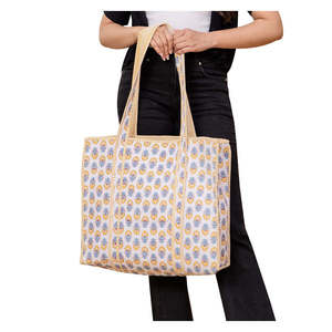 Indian Handmade Quilted Tote Bag Eco-Friendly Canvas Daily Use Fashion Handbag Water Resistant with Open Closure <b>Gift</b> <b>for</b> <b>Her</b> - Product Image 1