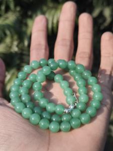 Collier statement en argent sterling avec perles d'aventurine verte naturelle, perles de pierres précieuses de 8 mm, bijoux de guérison, cadeau pour mariage - Product Image 2