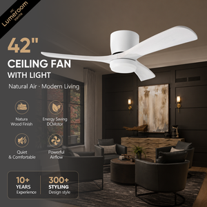 42 Inch Flush Mount Ceiling Fan with <b>Light</b> Low Profile Modern Ceiling Fan Quiet DC Motor for <b>Small</b> Living Room - Product Image 1