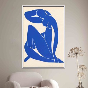 Arte Impreso en Lienzo de Henri Matisse, Desnudo Azul, Decoración Abstracta Moderna, Lienzo con Marco Blanco - Product Image 1