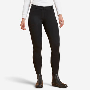 Pantalons d'équitation pour femmes, pantalons d'équitation premium extensibles avec grip, durables, lavables en machine, pour l'entraînement, couleur unie noire - Product Image 1