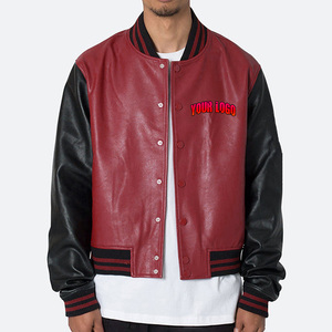 Blouson Bomber Vintage de Baseball pour Homme Chicago Ultra Game Letterman Varsity avec Corps en Laine Noire et Manches en Cuir - Product Image 1