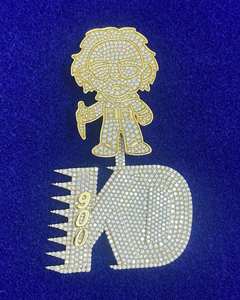 Colgante Personalizado de Personaje de Dibujos Animados con Diamantes de Moissanita, Diseño 900 KD, Joyería Hip Hop con Acabado en Oro de 14K, Regalo para Hombre - Product Image 3