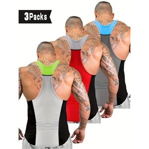 Débardeur de sport OEM personnalisé pour homme, décontracté, écologique, respirant, extensible dans les 4 sens, séchage rapide, en polyester/coton uni - Product Image 5