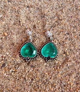 ต่างหูแฮนด์เมดสีเงินสเตอร์ลิงสี925ต่างหูผู้หญิงสวยต่างหูหินสีเขียว - Product Image 6