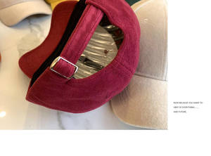 Casquettes de baseball en daim 6 panneaux de haute qualité personnaliser broderie Logo papa chapeaux solide Faux cuir casquette - Product Image 3