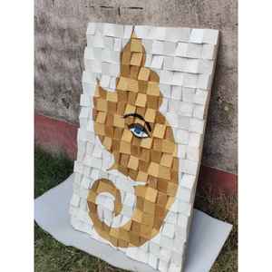 Décoration murale en mosaïque de bois Ganesha Sculpture élégante en mosaïque pour la décoration intérieure - Product Image 3