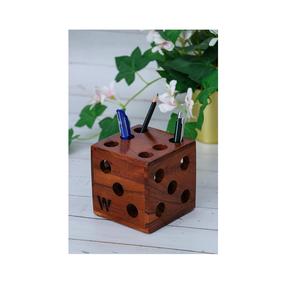 Portalápices con forma de dados de madera para oficina, hecho a mano, personalizado, bolígrafo con forma de dados de madera, bolígrafo Caddy - Product Image 4