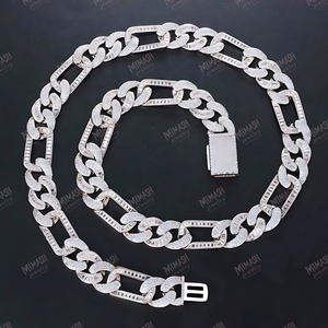 Iced Out Cuban Link Chain <b>Necklace</b> with Baguette & Round Simulated Diamonds, Luxury Hip Hop Jewelry for <b>Men</b> - Product Image 5