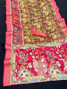Elegante Sari de Seda Dola Suave con Estampado y Trabajo de Tejido, Fabricante de Moda Femenina de Surat, a Precio Económico - Product Image 4