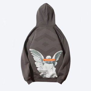 Sweat à capuche surdimensionné pour homme, personnalisé avec logo imprimé, respirant, nouvelle mode hiver 2024, motif uni teint. - Product Image 2