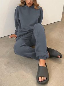 High Quality Custom Men's Winter Hooded Solid Breathable Anti-Bacterial Fleece Tracksuit <b>Sets</b> for Training with Logo - Product Image 3