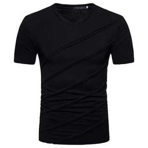 Verano nuevo diseño Venta caliente manga corta cuello alto hombres OEM servicio moda 100% algodón camiseta para hombres ajuste suelto - Product Image 4